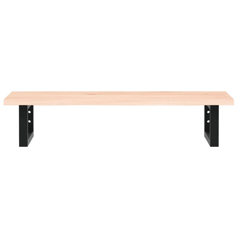 Solid Wood and Steel Bracket Shelf, 2cm H x 80cm W x 40cm D, Brown/Black