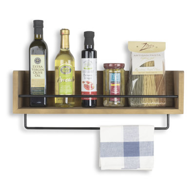 Steadman Pine Floating Shelf with Towel Bar