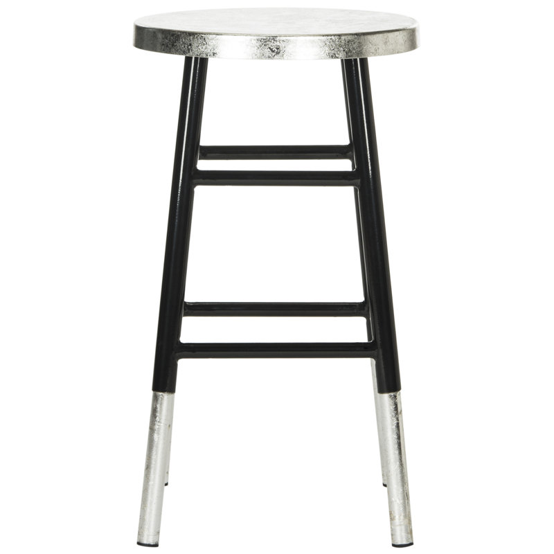 Tabouret de bar et de comptoir Amiaha, Noir, Tabouret de comptoir (assise de 24 po de hauteur), Argent