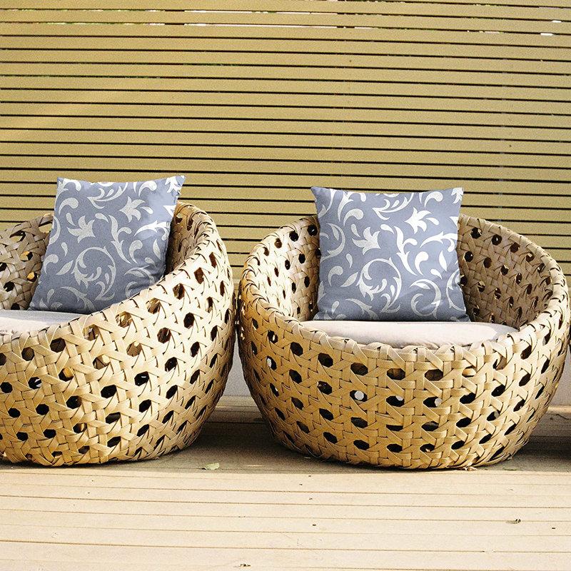 Indoor / Outdoor Damask Grey Square Throw Pillow Cover, 40.6cm x 40.6cm