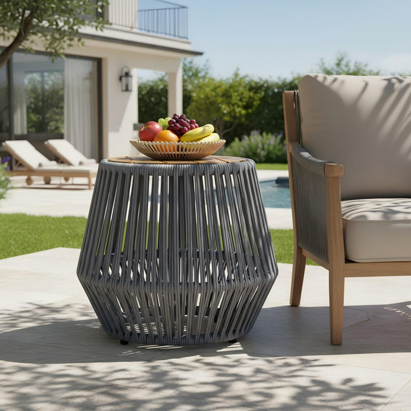 Table d'appoint Lacey, Gray Rope/Teak Finish
