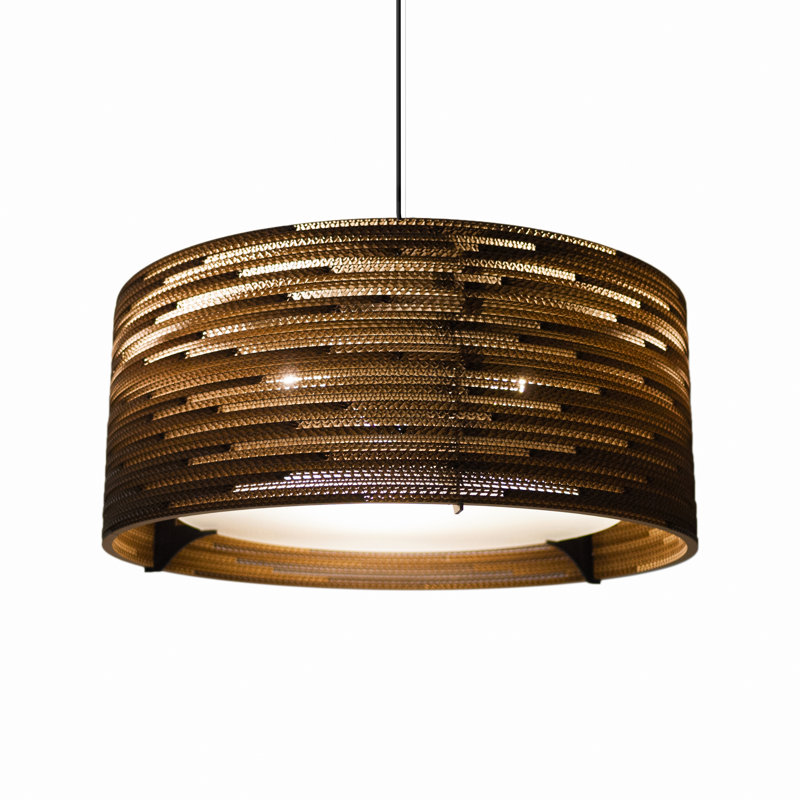Scraplight Drum Recycled Cardboard Pendant Light, 60" H x 18" W x 18" D, Blonde