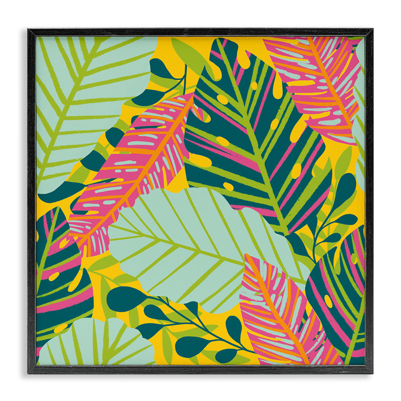 Giclée tropicale encadrée, par Jilly Jack Designs, Giclée encadrée noir minuit, H 12 po x l 12 po