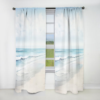 Coralin Beach Photo Tranquil Waters II - Nautical Curtain - Velvet Room Darkening - 1 Panel