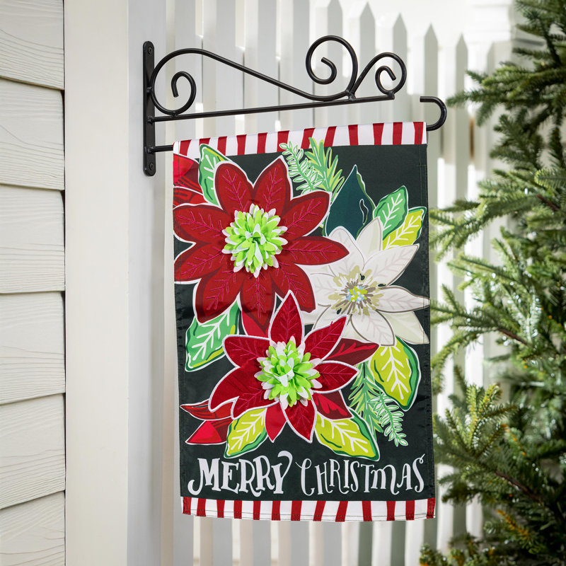 Fête des fêtes poinsettia appliques drapeau de jardin