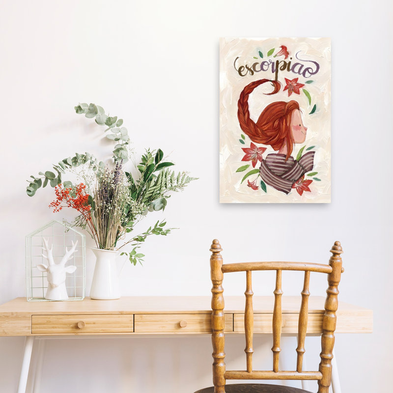 «Whimsical Scorpio Girl Whimsical Abstract Contemporary Flower Portrait», reproduction d'art mural, 24" H x 16" W