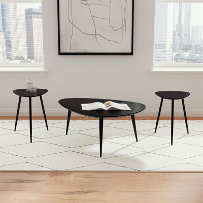 Xander Black 3-Piece Triangular Coffee And End Table Set(Only Including Coffee Table)