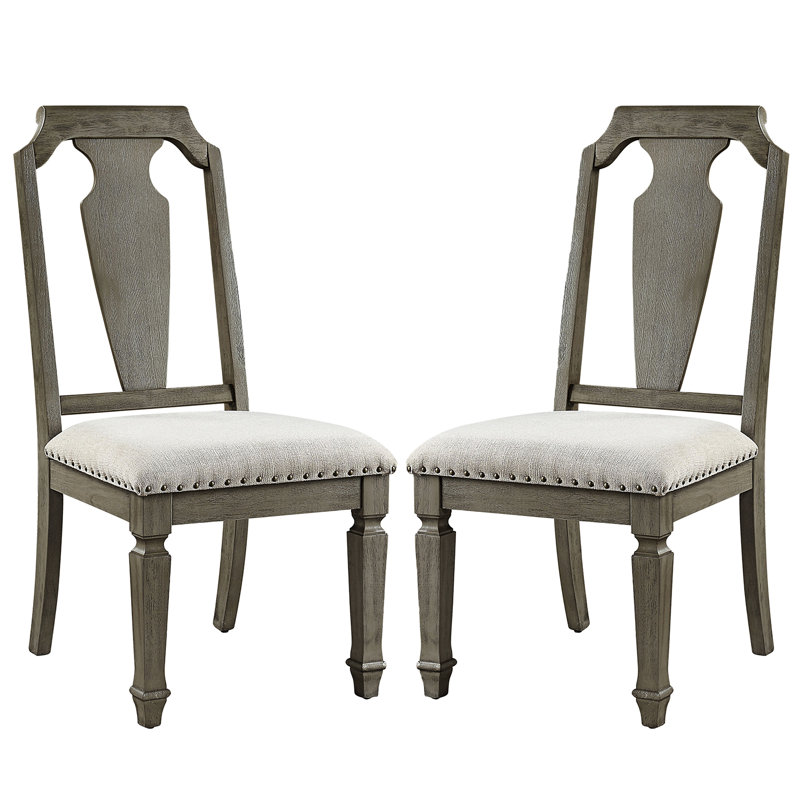 2 chaises d'appoint, décor de salle à manger, motif chêne vieilli, siège rembourré en lin beige, hauteur du siège, coussin, 2 sièges, apparence, profondeur, épaisseur