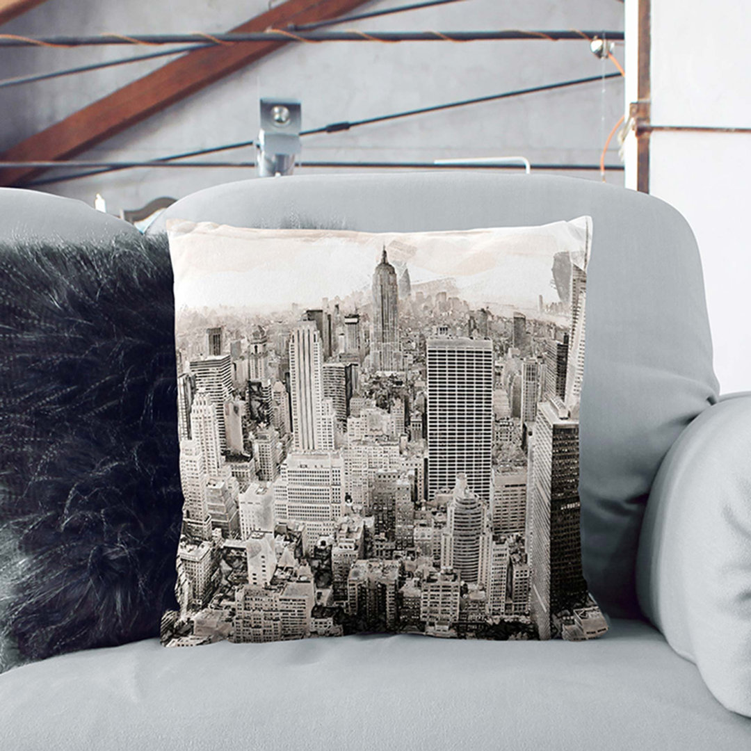 A New York Skyline in Abstract Cushion with Filling