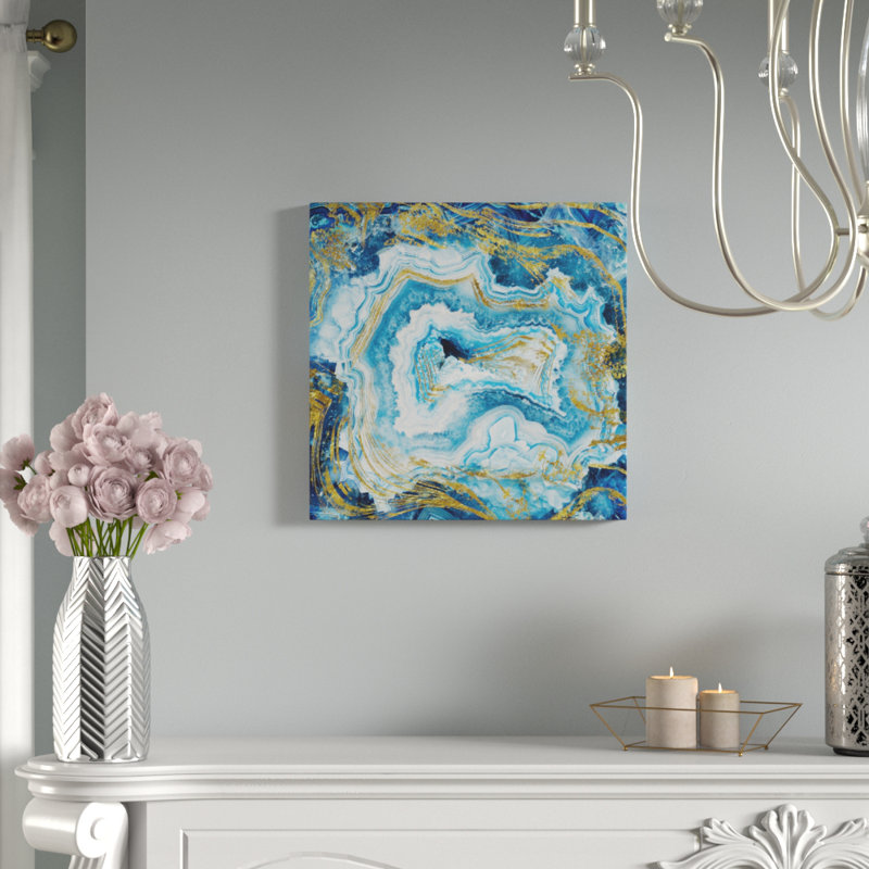 Touch of Gold Agate II - reproduction d'art sur papier, H 40 po x l 40 po, Toile tendue