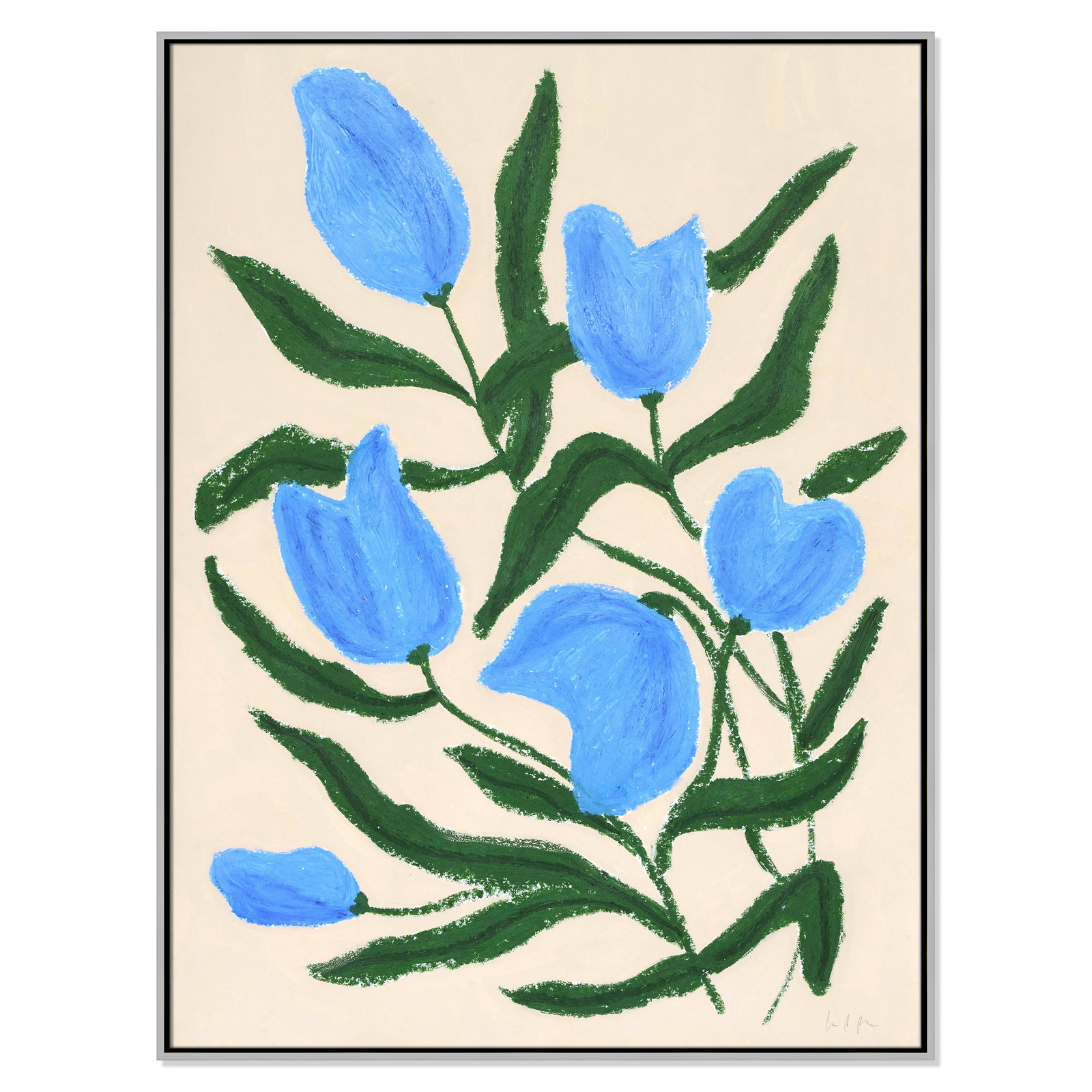Blue Tulips Print by Camilla Bergqvist, Silver, 49.5" H x 37.5" W