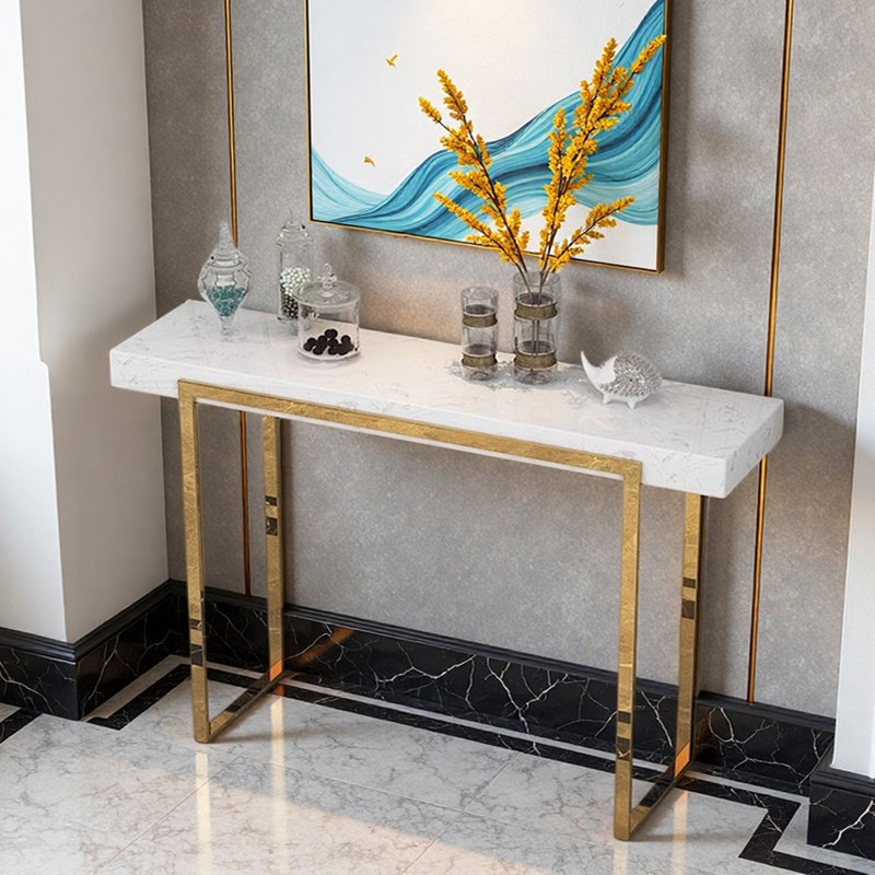 Table de hall d'entrée moderne et luxueuse, Blanc, H 33,5 po x l 39,4 po x P 13 po