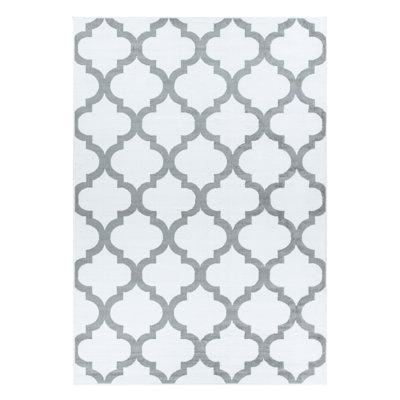Blanc abstrait/Tapis décoratif gris Newlon