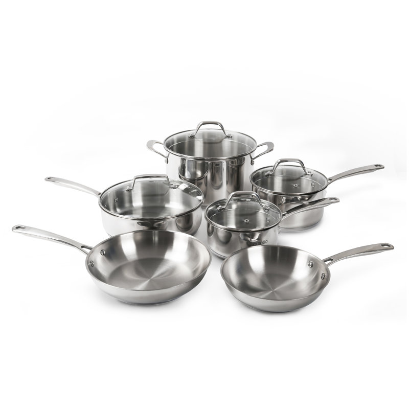 Othello CH-SSCO6 10-Piece Tri-ply Stainless Steel Pots and Pans Cookware Set, Silver