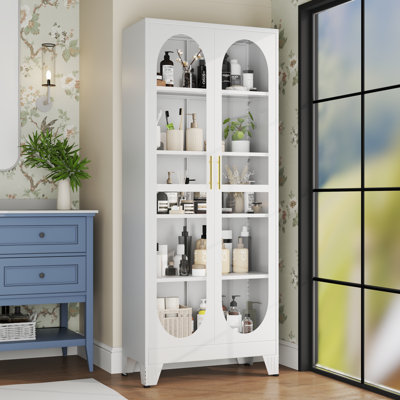 75"H Tall Display Cabinet with Glass Doors and 4 Adjustable Shelves