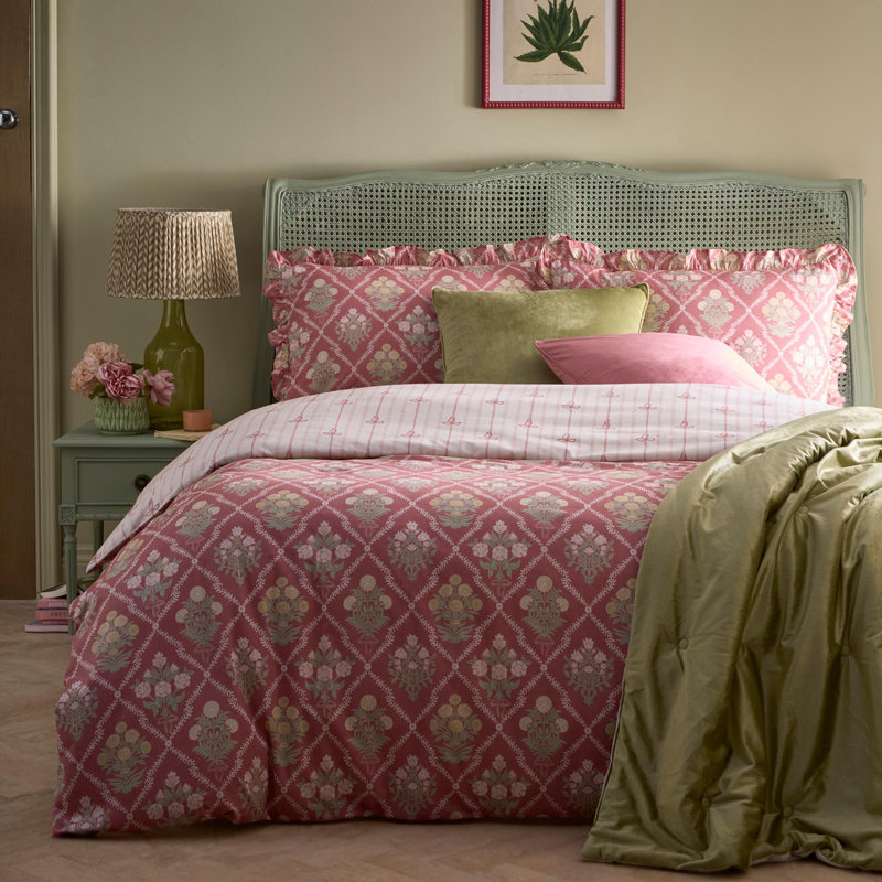 Cotton Floral Duvet Cover Set with Pillowcases Included, Double Duvet Cover + 2 Standard Pillowcases