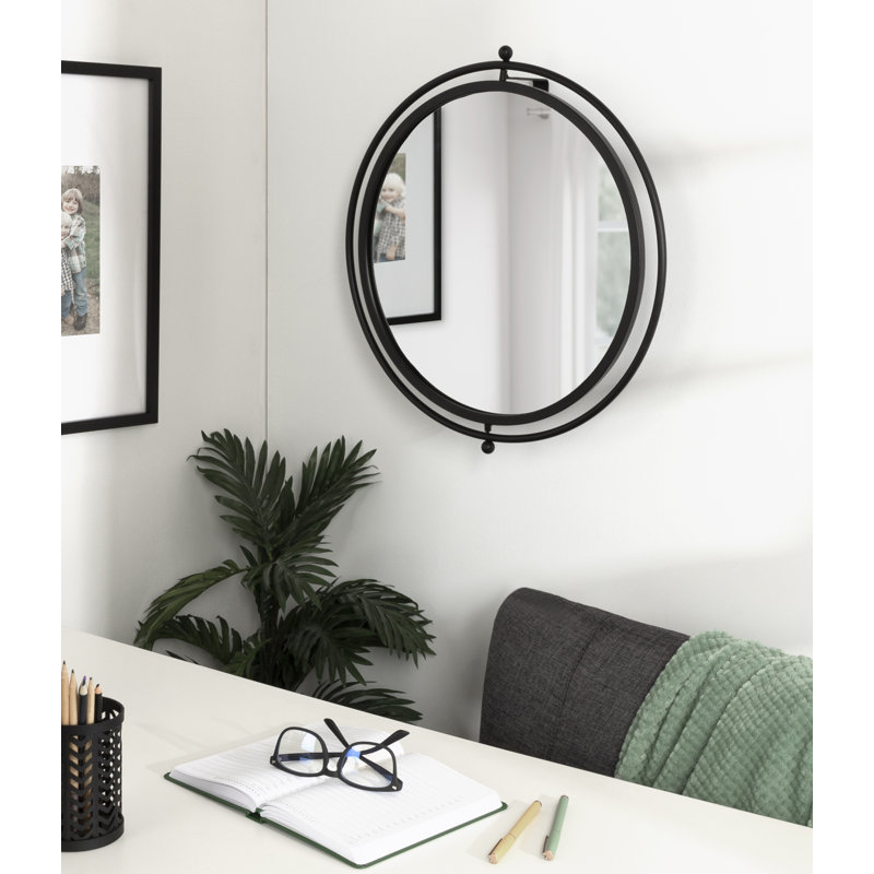 Menderes Metal Flat Mirror, Black, 22.5" H x 21" W