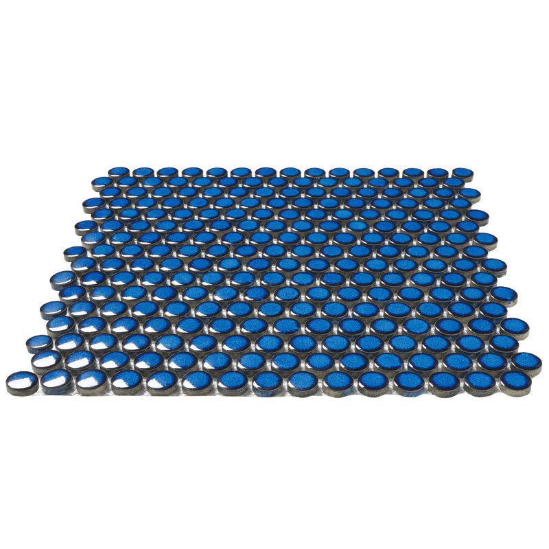 Carreau de mosaïque rond en porcelaine 0,75 "x 0,75", Bleu brillant