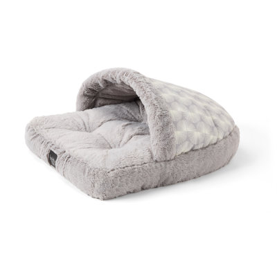 NICOLE MILLER NEW YORK PET Kendall Fluted Geo Cozy Slipper Cave Pet Bed Taupe Small 22"x17"x11"
