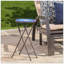 Table d'appoint d'extérieur pliante avec plateau en verre et cadre en fer, blanc et bleu