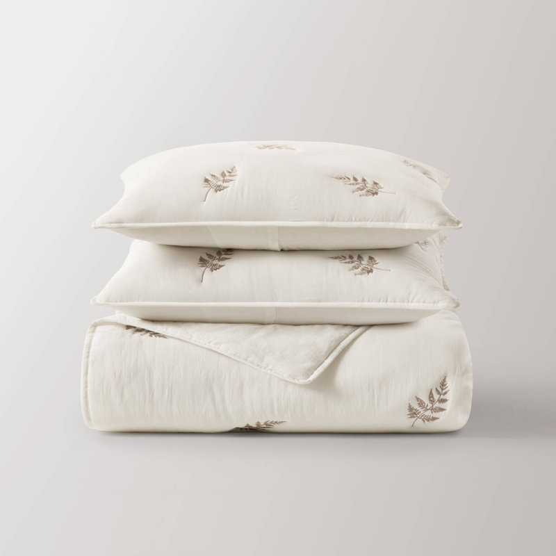 Premium 3-Piece Full/Queen Cotton Bedding Sets, Modern White Gray Quilt