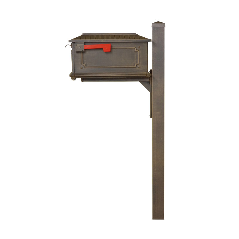 Aluminum Post Mounted Mailbox with Magnetic Closure