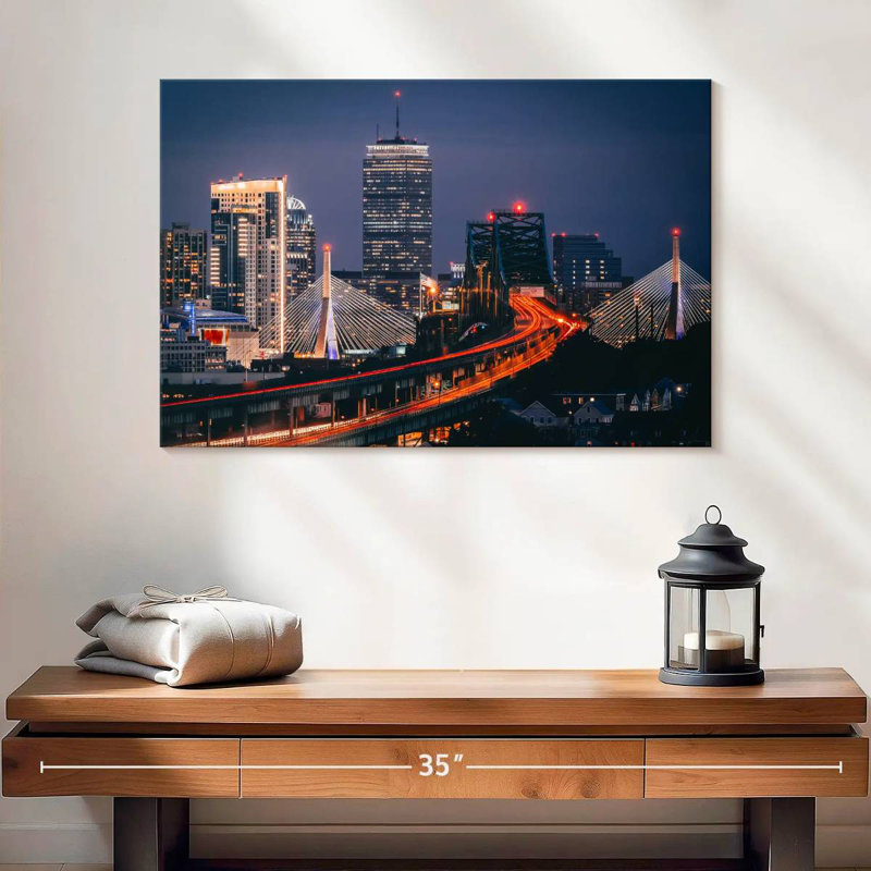 Lynelle Boston Nighttime Skyline, 16" H x 24" W