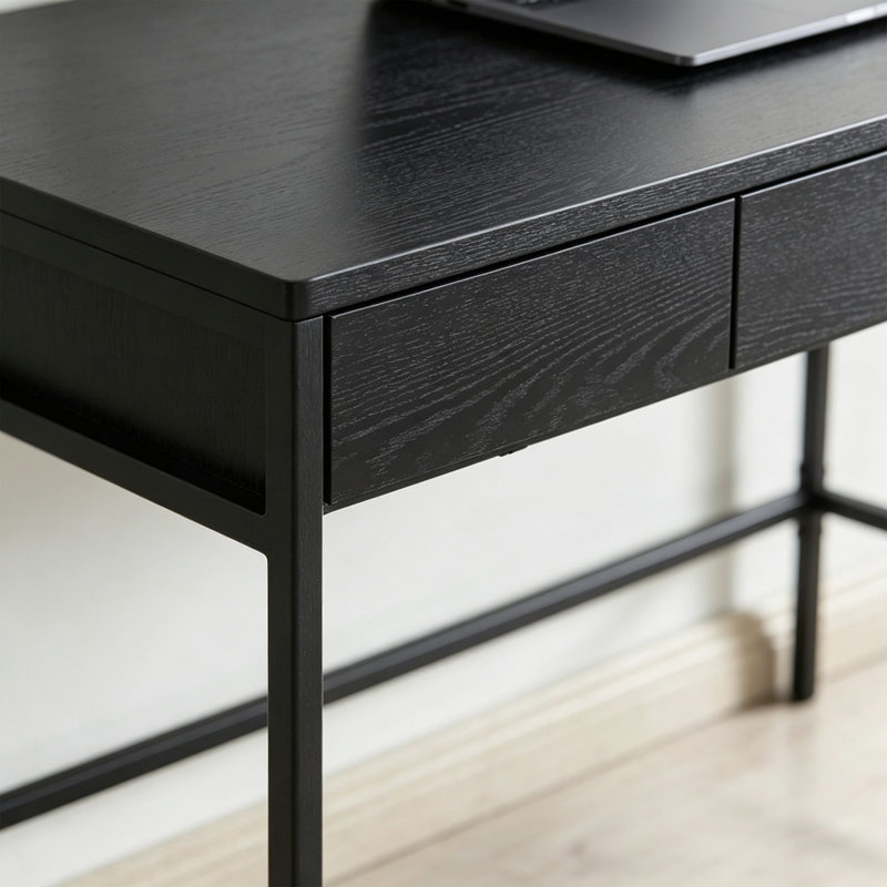 Bureau d'écriture rectangulaire simple en bois massif Simple Modern, H 29,52 po x l 47,24 po x P 23,62 po, Noir