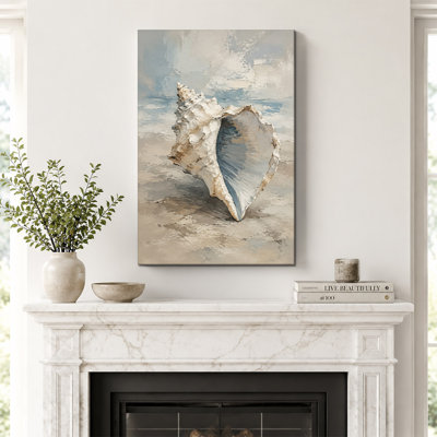 Impasto Coastal Ocean Seashell Canvas Wall Art
