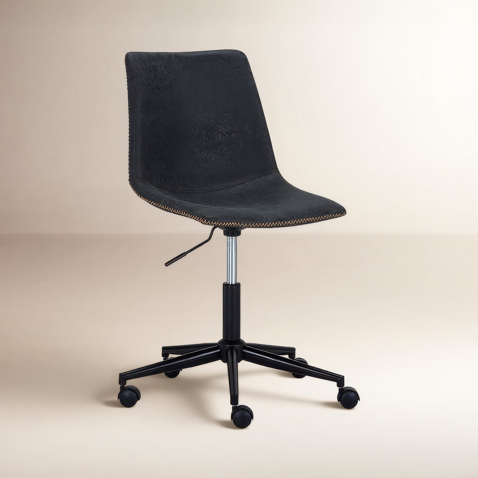 Padme Swivel Office Chair, Black Faux Leather