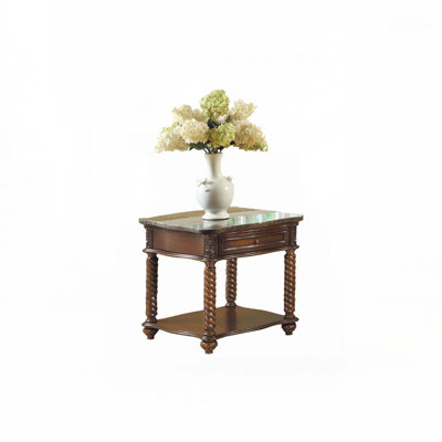 Marble Top Coffee Table With Floor Shelf