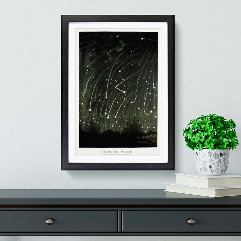November Meteors by E. L. Trouvelot - Framed Print, Black Framed, 48cm H x 36cm W x 2cm D