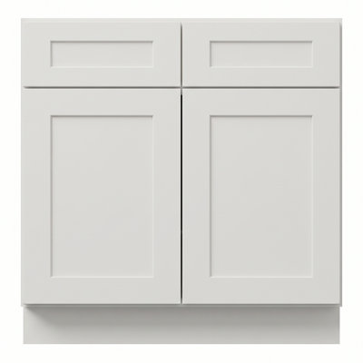 Armoire de base 36 po blanc doux prêt à assembler avec portes en bois massif et tiroirs à queue d'aronde
