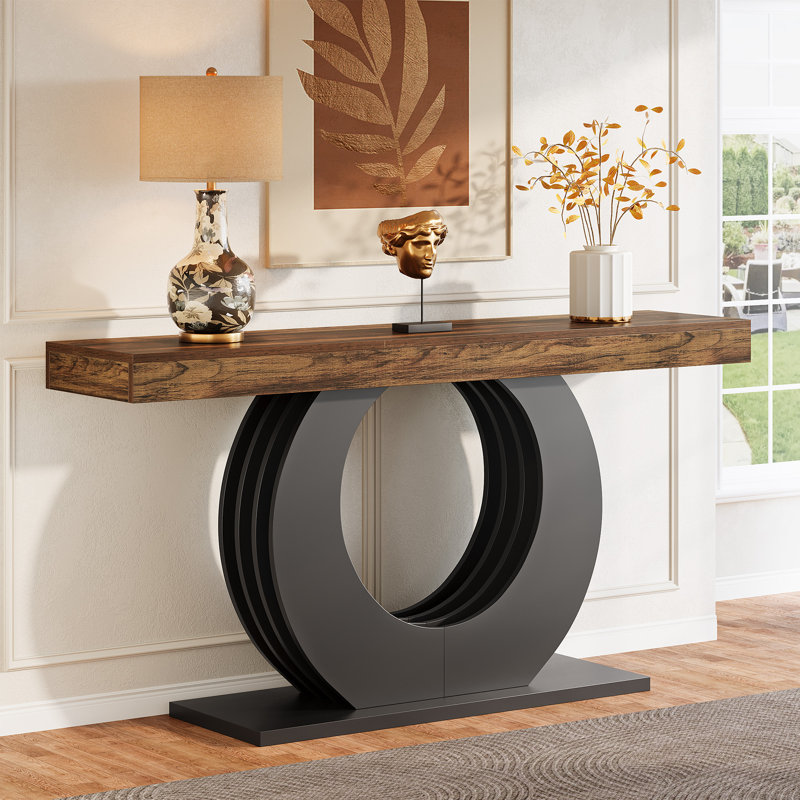 Console 63 pouces, Bois brun / noir