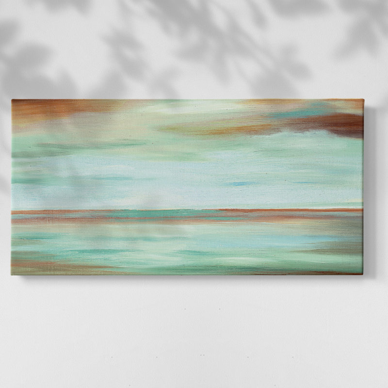 Endless Sky - Toile tendue avec châssis encadré - Prêt à accrocher, H 21 po x l 41 po, Doré