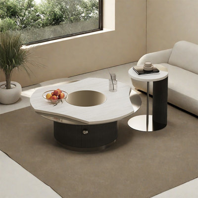 Modern round marble coffee table