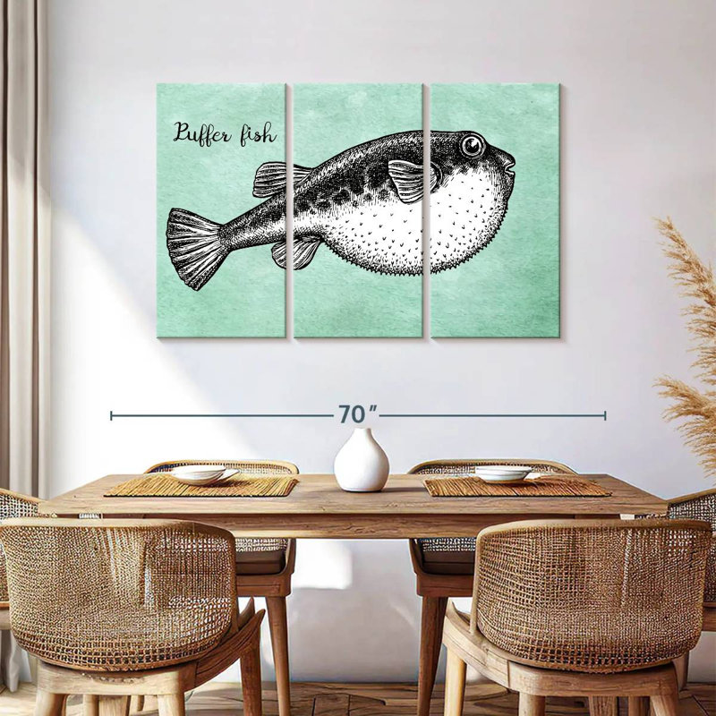 Brampt Puffer Fish Sketch, 36" H x 57" W
