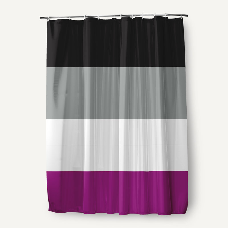 Striped Shower Curtain, Black/Gray/White/Purple