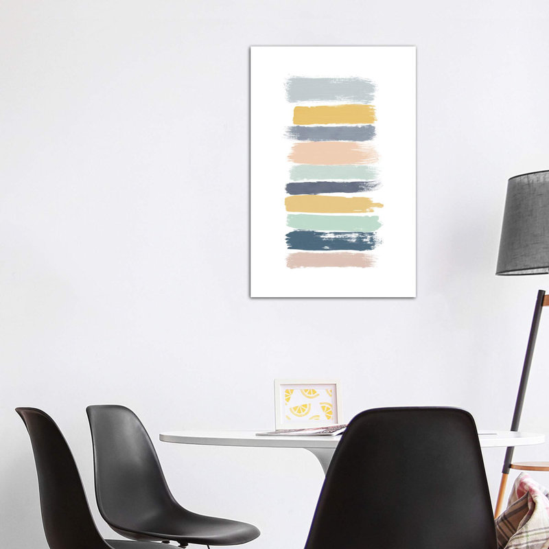 " Pastel Stripes " Painting Print, 48" H x 32" W x 1.5" D, Wrapped Canvas