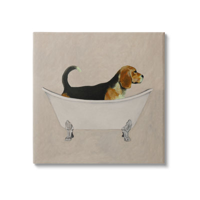 Aw-351-Canvas Beagle In Tub Bathroom Pet by Coco De Paris - Wrapped Canvas Painting