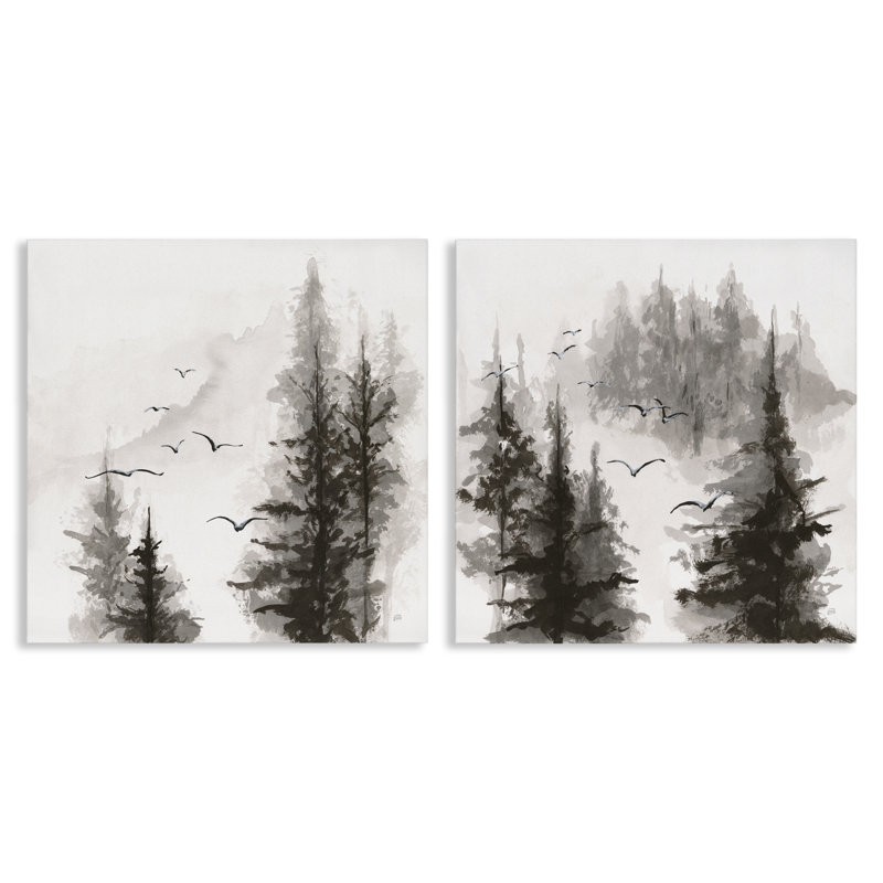 Ensemble de toiles 2 pièces Free Flight Forest, conception par Chris Paschke, H 17 po x l 17 po