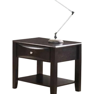 Rectangular End Table With Drawer And Shelf In Modern Wood Style Wooden Brown, Possibility