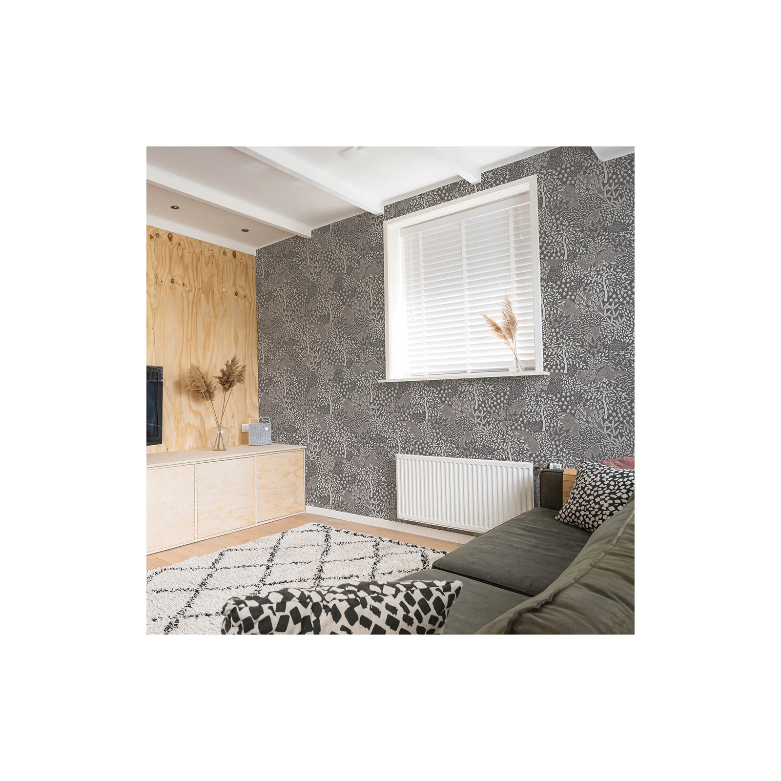 Woodland Fantasy Peel and Stick Wallpaper, Gray