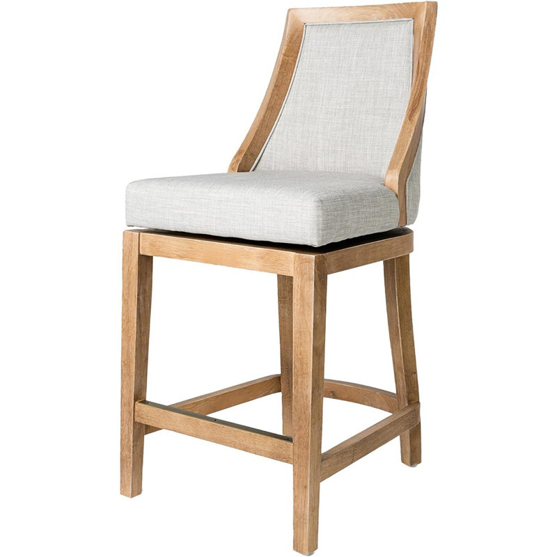 Vienna Weathered Oak Swivel Counter Stool with Sand Upholstery