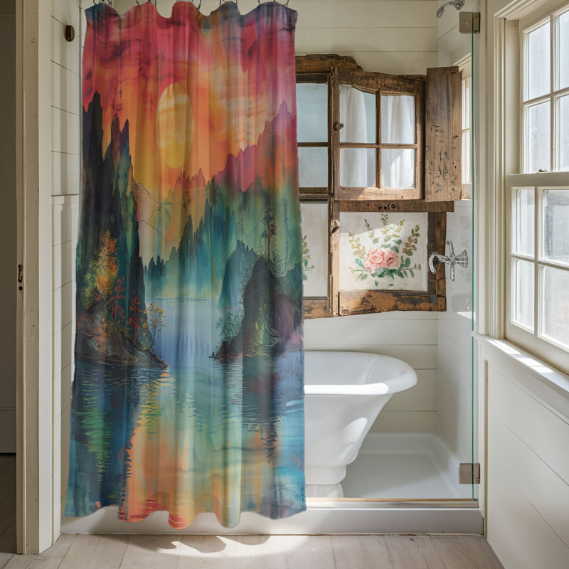 Ancient Landscape Designs - Rideau de douche standard 1 pièce, H 74 po x l 71 po