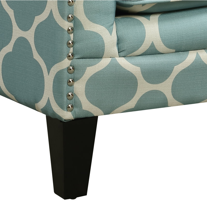 Galsworthy Upholstered Armchair, Patio Aqua Geometric