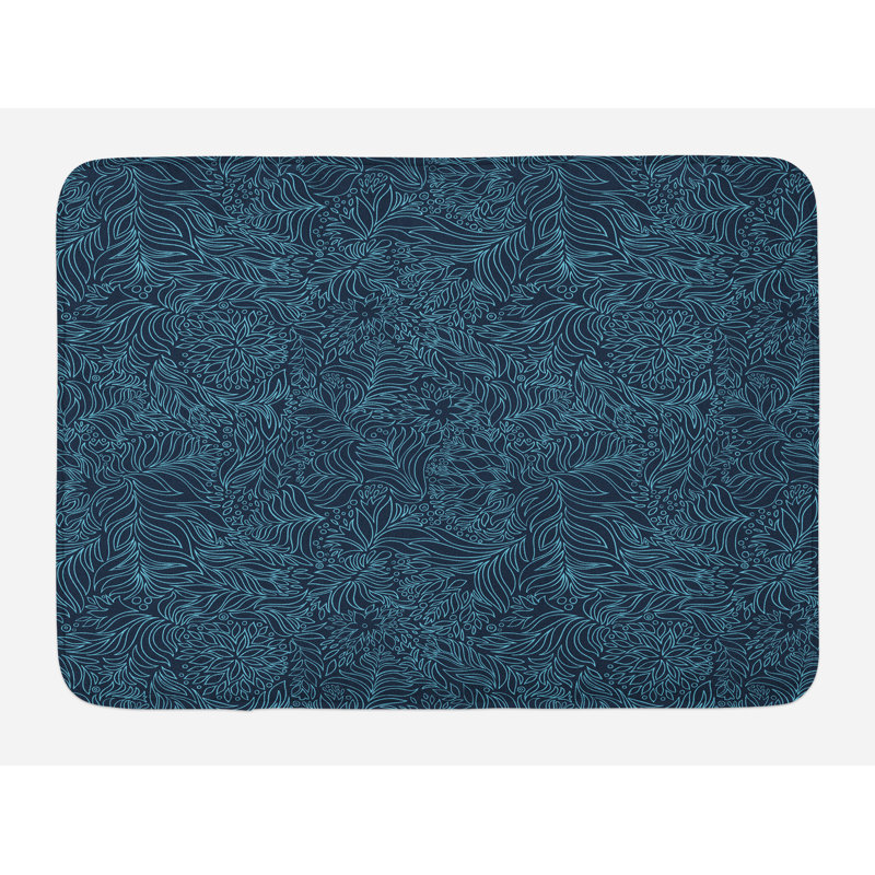Tapis de bain bleu marine et turquoise