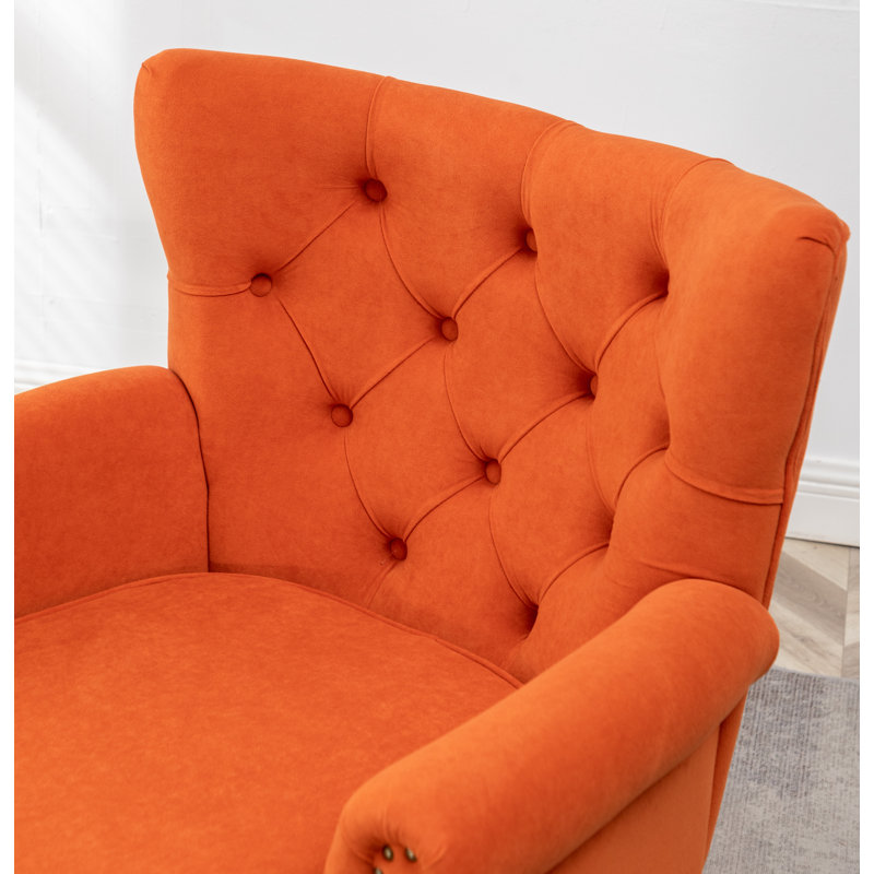 Eddy 29'' Wide Upholstered Wingback Chair, Orange