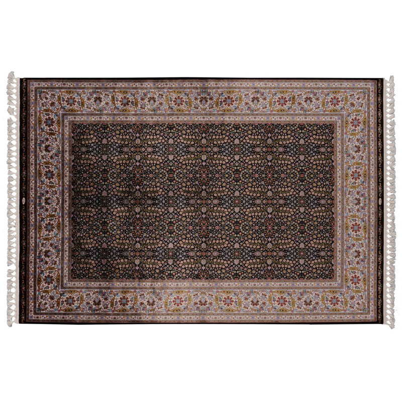 Tapis turc noir et ivoire 5x8