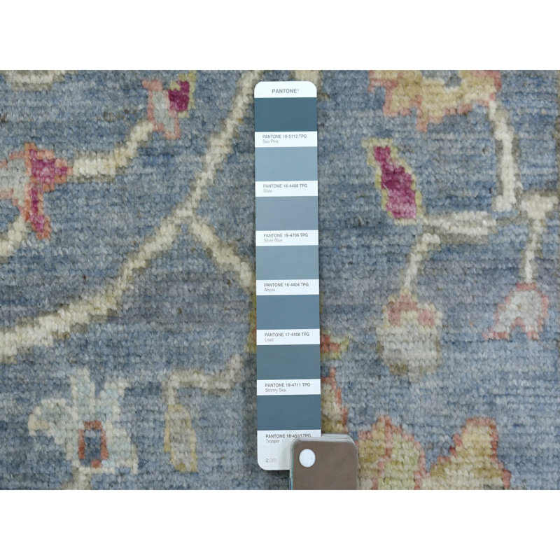 2'6"x19'2" Deim Blue Hand Knotted Angora Oushak XL Runner Afghan Wool Rug 72787093A9F7455B92B5EBEABDBC89A8